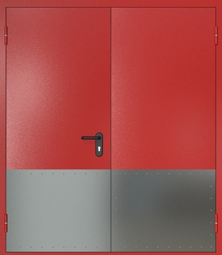 Двупольная глухая противопожарная дверь с широкими отбойниками Двупольная глухая противопожарная дверь с широкими отбойниками